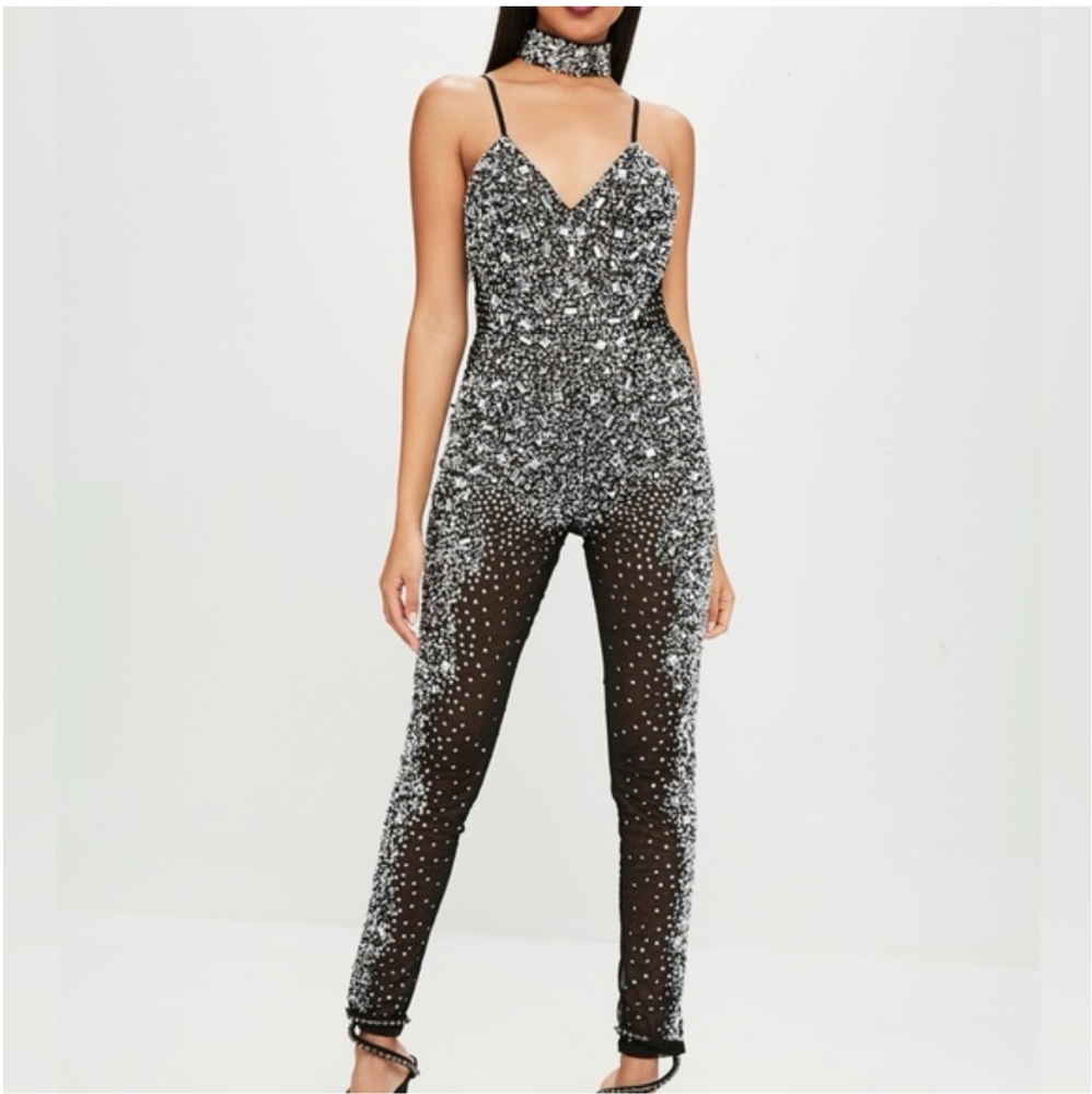 Missguided Black and White Jumpsuit